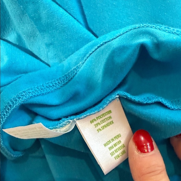 🌴 Lilly Pulitzer TARINA LONG SLEEVE TEE Luxletic Twist Turquoise Shore XL 👟 - Picture 11 of 11